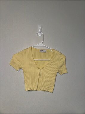 Bershka Yellow Hooked Crop Top